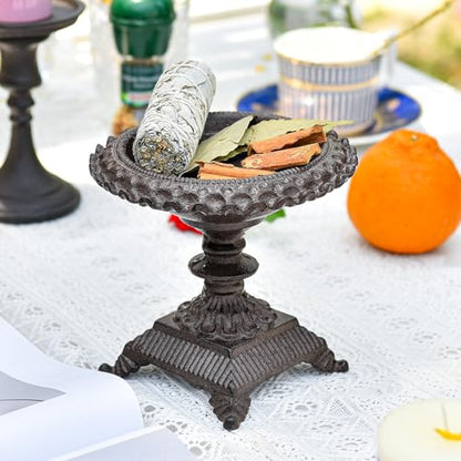 Sungmor Cast Iron Pillar Candle Holder-Rustic Style 5.9in Tall Candle Stand - color: Flower - 5.7inch Tall