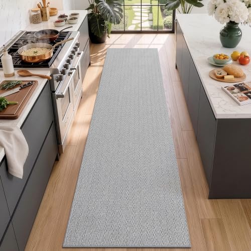LUMI Ultra Thin Runner Rug for Hallway 2'4"x12', Entryway Rug, Light Gray - color: Gray - Light, size: 2'4" x 12' (28"x144")