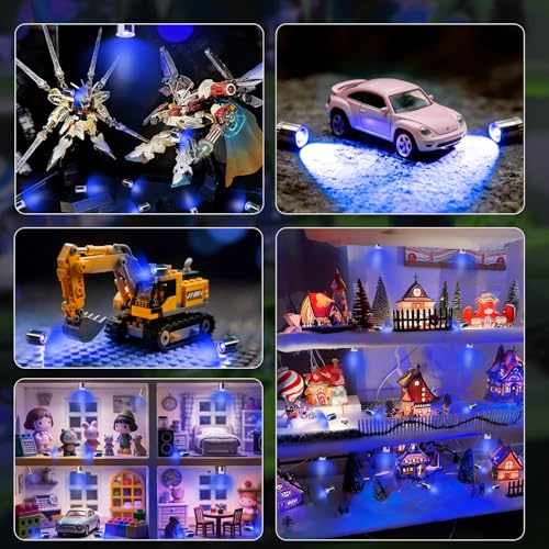 Aogist 12 PCS Blue Mini LED Spot Lights, Battery Operated Tiny SMD Lamps - color: Blue, size: 12