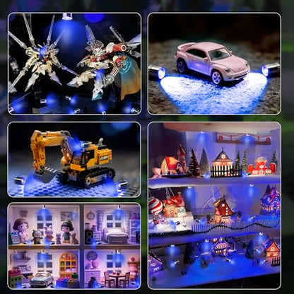 Aogist 12 PCS Blue Mini LED Spot Lights, Battery Operated Tiny SMD Lamps - color: Blue, size: 12