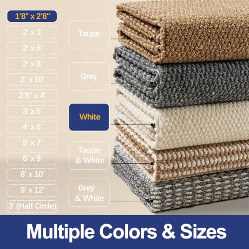 Dirt Trapping Door Mat 20"x32", Off White Faux Jute Entryway Rug - color: White, size: 1'8" x 2'8" (Rectangular)