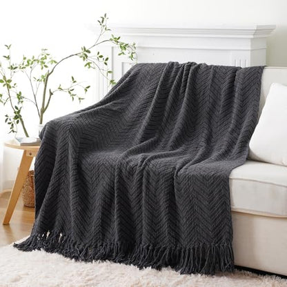 BATTILO HOME Dark Grey Throw Blanket for Couch, 60"x80" - color: Grey, size: 60"x80"