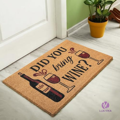 Funny Coir Door Mats Outside and Inside, Wine, 17 x 30 in - color: Wine