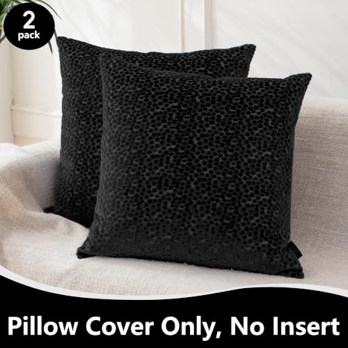 FIFU 18x18 Inch Throw Pillow Covers Set of 2, Jacquard Velvet, Black - color: Black, size: 18" x 18" (Pack of 2)