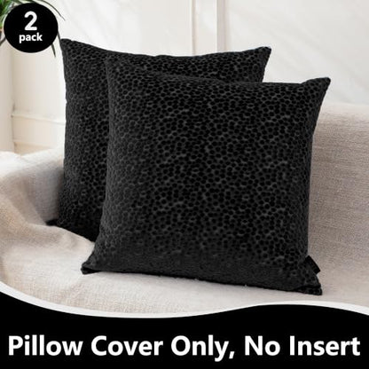 FIFU 18x18 Inch Throw Pillow Covers Set of 2, Jacquard Velvet, Black - color: Black, size: 18" x 18" (Pack of 2)