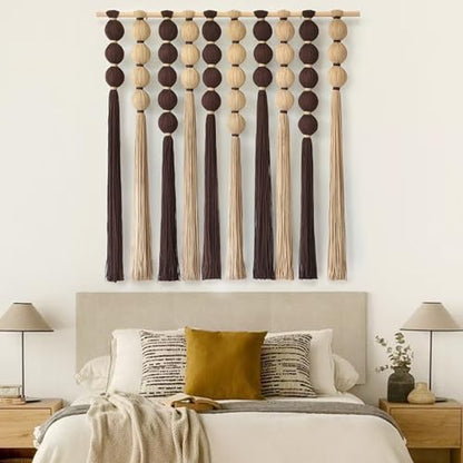 Macrame Wall Hanging Large Boho Wall Decor Natural Brown Khaki 39"W*39"L - color: Brown Khaki