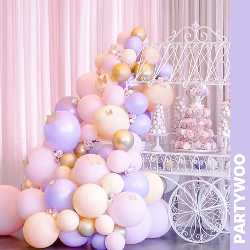 PartyWoo Pink Purple and Gold Balloons 66pcs 12 Inch Pink Purple Balloons - color: Pink & Gold & Purple