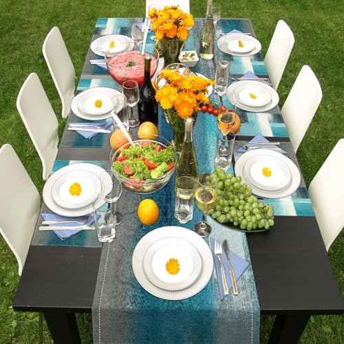 ArtSocket Table Runner and Placemats Set of 6, Teal Blue Green - color: Abstract Green