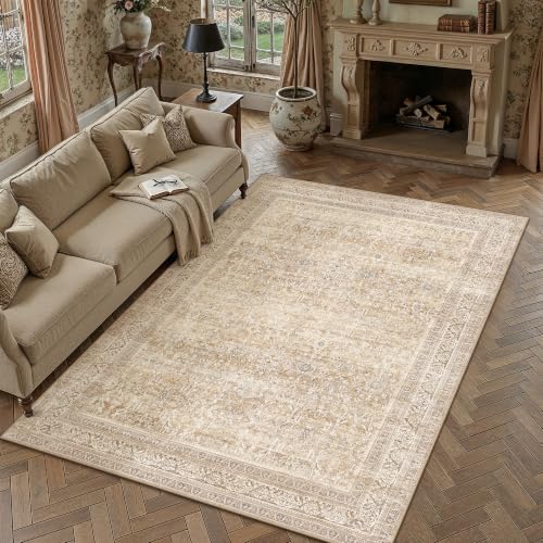 8x10 Beige Neutral Retro Area Rug - color: Retro | Beige, size: 8' x 10' (Rectangular)
