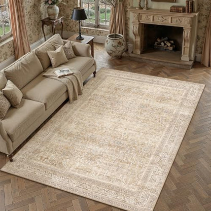 8x10 Beige Neutral Retro Area Rug - color: Retro | Beige, size: 8' x 10' (Rectangular)
