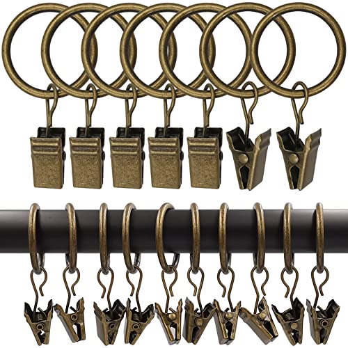 LLPJS Curtain Rings with Clips, 1 inch ID, 100 Pack, Bronze - color: Bronze, size: 1" I D Set of 100
