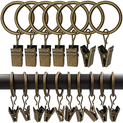 LLPJS Curtain Rings with Clips, 1 inch ID, 100 Pack, Bronze - color: Bronze, size: 1" I D Set of 100