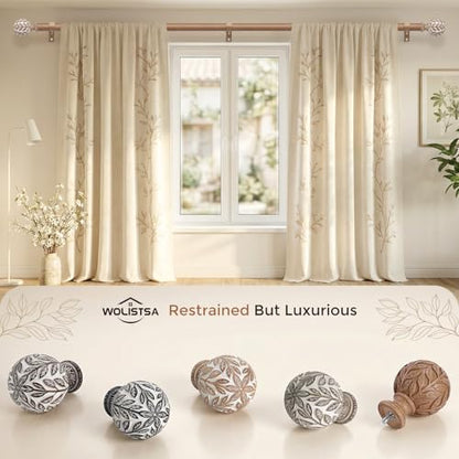 2 Pack Curtain Rod 36-91 Inch, Boho Wood 1 Inch Window Curtain Rod - color: White Wood, size: 36''-91'' (2 Pack)