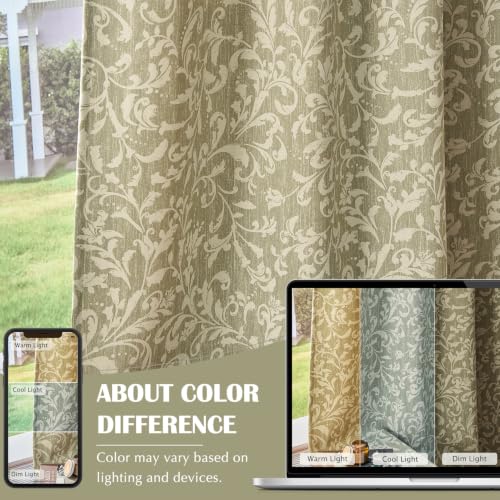 jinchan Sage Floral Curtians 84 Inch Room Darkening Grommet 2 Panels - color: *Dusty Sage, size: 50"W x 84"L (Pack of 2)