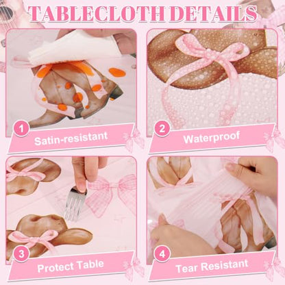 3 Pack Coquette Bow Cowgirl Tablecloths, Cowgirl Birthday Party Supplies - color: Cowgirl