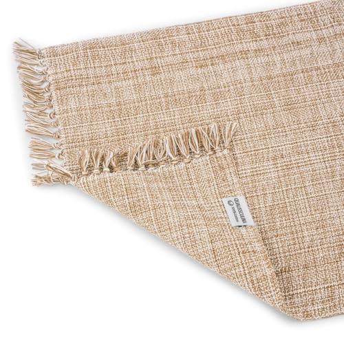 Cotton Placemats Set of 6-13x19 Inch, Woven Chambray Place Mats, Durable & Elegant for Dining Table, Wedding, Restaurant, Machine Washable, Oeko-TEX Certified - Taupe - color: Taupe - Chambrey