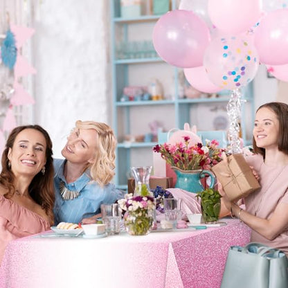 FunnyPars 3 Pack Ombre Pink Plastic Tablecloth for Parties,Gradient Pastel Pink Disposable Tablecloths Rectangle Tables,Light Pink Sprinkle Table Cover Wedding Birthday Anniversary Party,54x108Inch - color: Pink, size: 108" x 54" (3 Pack)