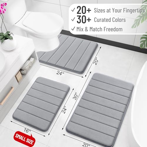 OLANLY Memory Foam Long Bathroom Rugs Runner 59x24, Super Soft Absorbent - color: Grey, size: 59" X 24"