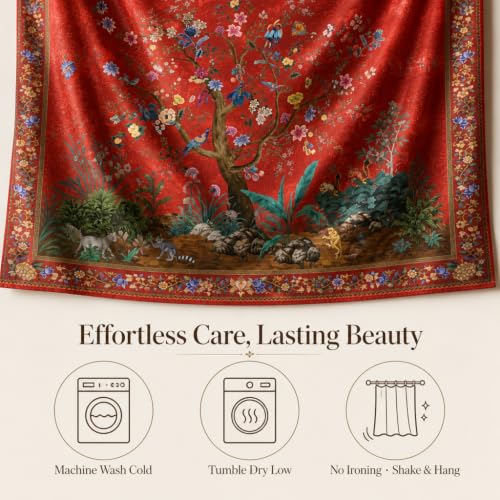 HMS Happy Memories Door Curtain, Tree of Life, 52"x84", 1 Panel - color: Red Tree