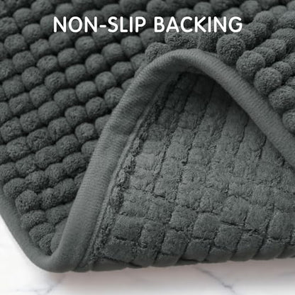 SUBRTEX 욕실 러그, 61cm x 91.4cm(24인치 x 36인치) 셔닐 욕실 러그 부드럽고 짧은 플러시 욕실 매트 부드러운 샤워 매트 수분 흡수 샤워 매트 빠른 건조 세탁기 세탁 가능, 그레이 - color: 회색., size: 36인치 x 24인치