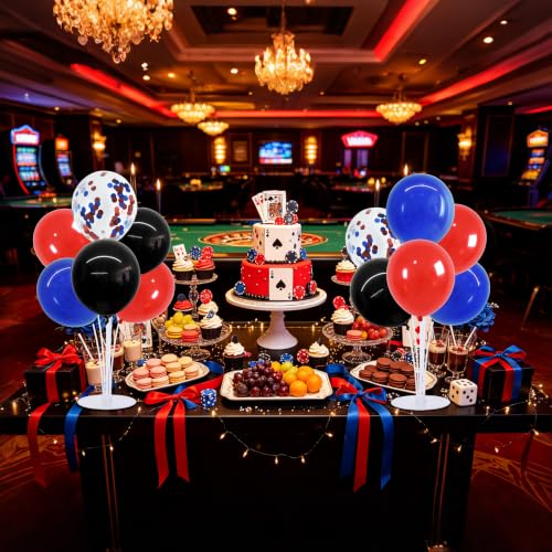 TONIFUL 4 Set Black Red Blue Balloon Stand Balloon Centerpieces for Table - color: Black Red Blue
