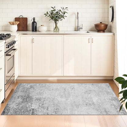 Washable Runner Rug 3x6: Modern Abstract Non Slip Low Pile Hallway Runners - color: Grey, size: 3' x 6' (Runner)