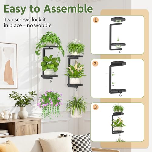 LASZOLA Plant Hanger Holder Window Shelf Wall Mounted Indoor, 2 Pcs Black - color: Dark Black, size: 2