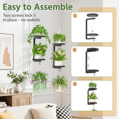 LASZOLA Plant Hanger Holder Window Shelf Wall Mounted Indoor, 2 Pcs Black - color: Dark Black, size: 2