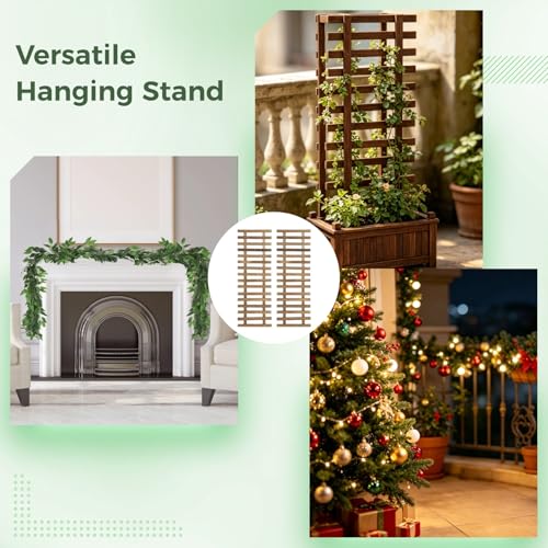 2 Pcs Wall Planter Holders, 11.8 x 35.4 Solid Wood Hanging Plant Trellis, Wall Planters for Indoor Outdoor Plants, Vertical Decor for Hanging Flower Pots