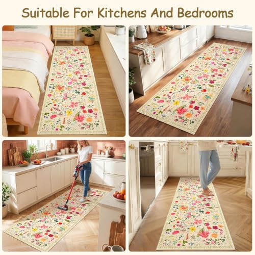 ISEAU Boho Washable Kitchen Rugs 2x6 Runner for Hallway Rug,Beige - color: Beige, size: 2ftx6ft