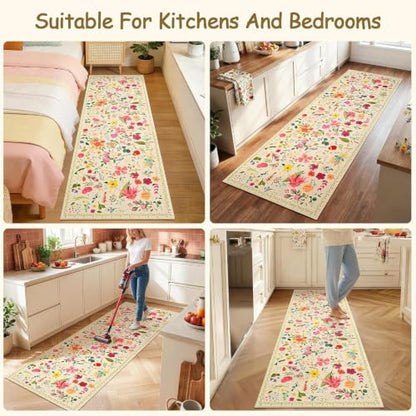 ISEAU Boho Washable Kitchen Rugs 2x6 Runner for Hallway Rug,Beige - color: Beige, size: 2ftx6ft