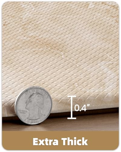 Color&Geometry Kitchen Mats for Floor 24x59 Cream/Beige Marble Design