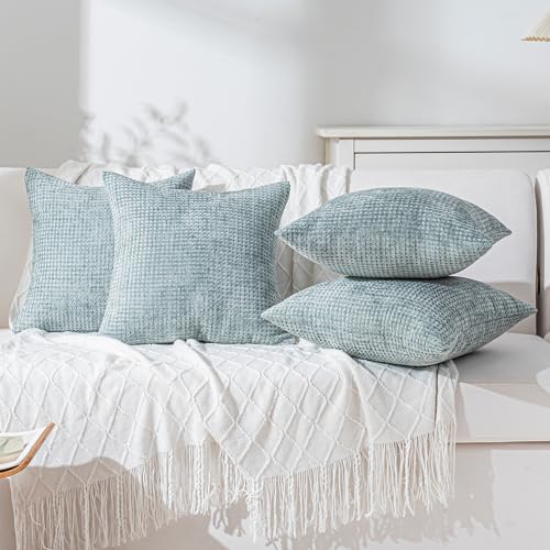 Pack of 4 Throw Pillow Covers 20x20” Boho Cushion Covers for Living Room - color: Aquamarine, size: 20" x 20" (Pack of 4)