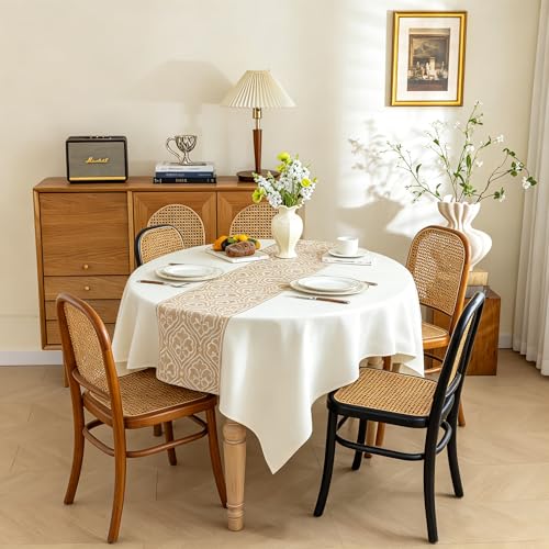 Square Linen Tablecloth Classic Vine Spillproof Cloth, 55x55 Inch - color: Beige Bx, size: 55"x55"fits 4 seats (table length 31"-37")