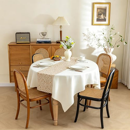 Square Linen Tablecloth Classic Vine Spillproof Cloth, 55x55 Inch - color: Beige Bx, size: 55"x55"fits 4 seats (table length 31"-37")