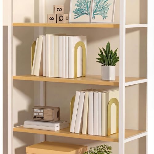 Chunful 12 Pcs Gold Metal BookEnds Shelves, 7.5 x 5.75 x 3.5 in - color: Gold, size: 7.5 x 5.75 x 3.5 Inch