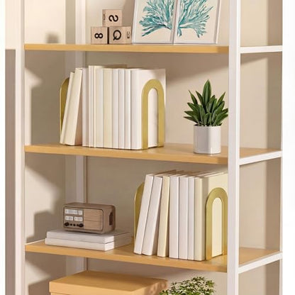 Chunful 12 Pcs Gold Metal BookEnds Shelves, 7.5 x 5.75 x 3.5 in - color: Gold, size: 7.5 x 5.75 x 3.5 Inch