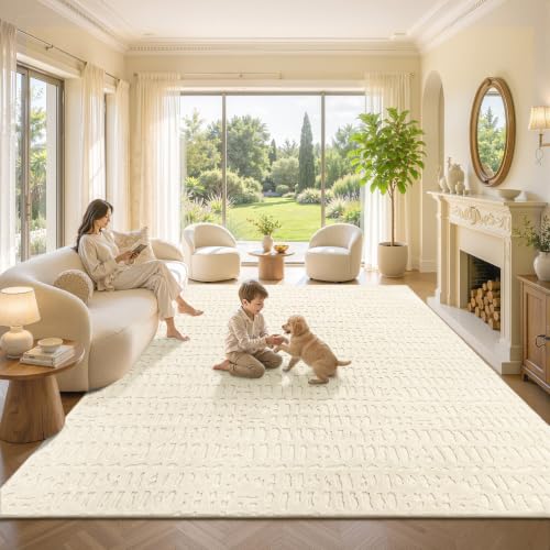 Yamaziot Washable 8x10 Area Rugs for Living Room Textured Non Slip, Beige - color: Beige, size: 8' x 10' (Rectangular)