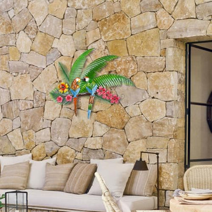 VEWOGARDEN Parrots Wall Decor Large Outdoor Metal Bird Wall Art for Patio Farmhouse Garden Living Room Bedroom Decorations - style: Parrots