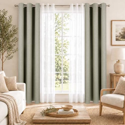 Layered Window Treatments Curtains for Bedroom, Living Room, 4 Panel Set - color: Taupe, size: 37"W x 84"L (Pack of 4)