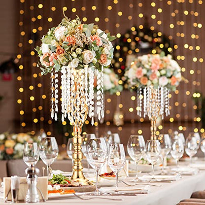 Funrous 6 Pcs 19.3" Gold Metal Flower Table Centerpieces for Wedding
