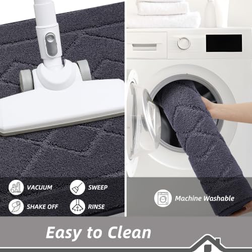 BEQHAUSE Kitchen Rugs Set of 2 Non Slip Runner, 20"x30"+20"x48", Dark Grey - color: Dark Grey, size: 20" X 30" + 20" X 48"