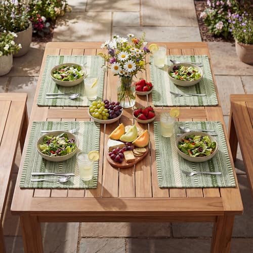 Artoid Mode Army Green Woven Braided Stripe Placemats Set of 4-12x18 Inch - color: Army Green, size: 12" x 18", 4 Pcs