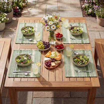Artoid Mode Army Green Woven Braided Stripe Placemats Set of 4-12x18 Inch - color: Army Green, size: 12" x 18", 4 Pcs