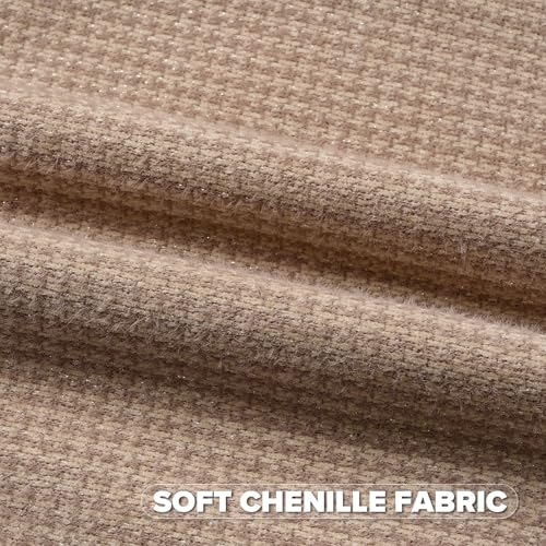 FUTEI Pack of 2 Chenille Throw Pillow Covers 18x18 Inch, Camel - color: Camel, size: 18" x 18" (Pack of 2)