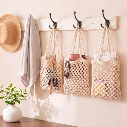 Honeydak 3 Hanging Baskets, Cream, Tote Style Basket - color: Cream, style: Tote Style Basket