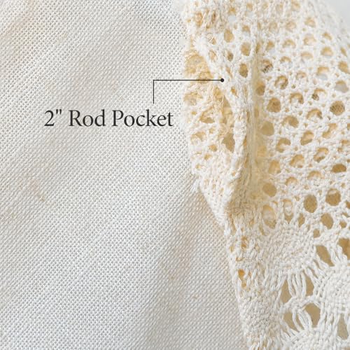 AOKQYA Lace Linen Kitchen Curtains, 54" W x 15" L - size: 54"W x 15"L (Pack of 1)