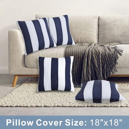 JMGBird 18x18 Blue with White Throw Pillows with Inserts Included - color: Navy Blue With White