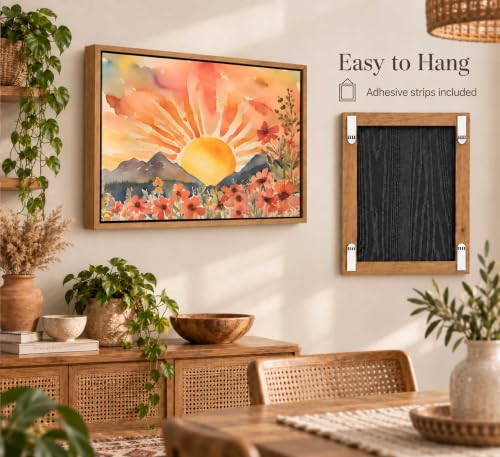 Framed Boho Sun Canvas Wall art - color: Framed, size: 24"L x 16"W