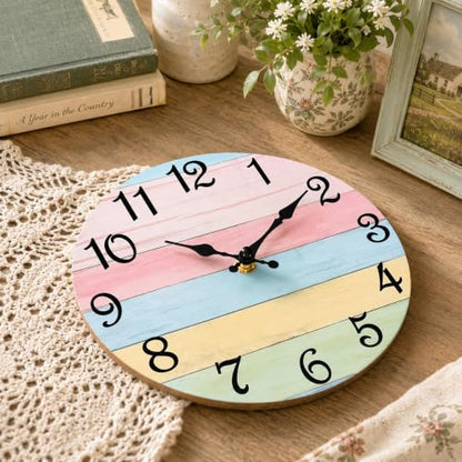 CHYLIN Wall Clock Silent Non-Ticking Battery Operated Pink Green Colorful - color: C-pink Blue, size: 8 inch